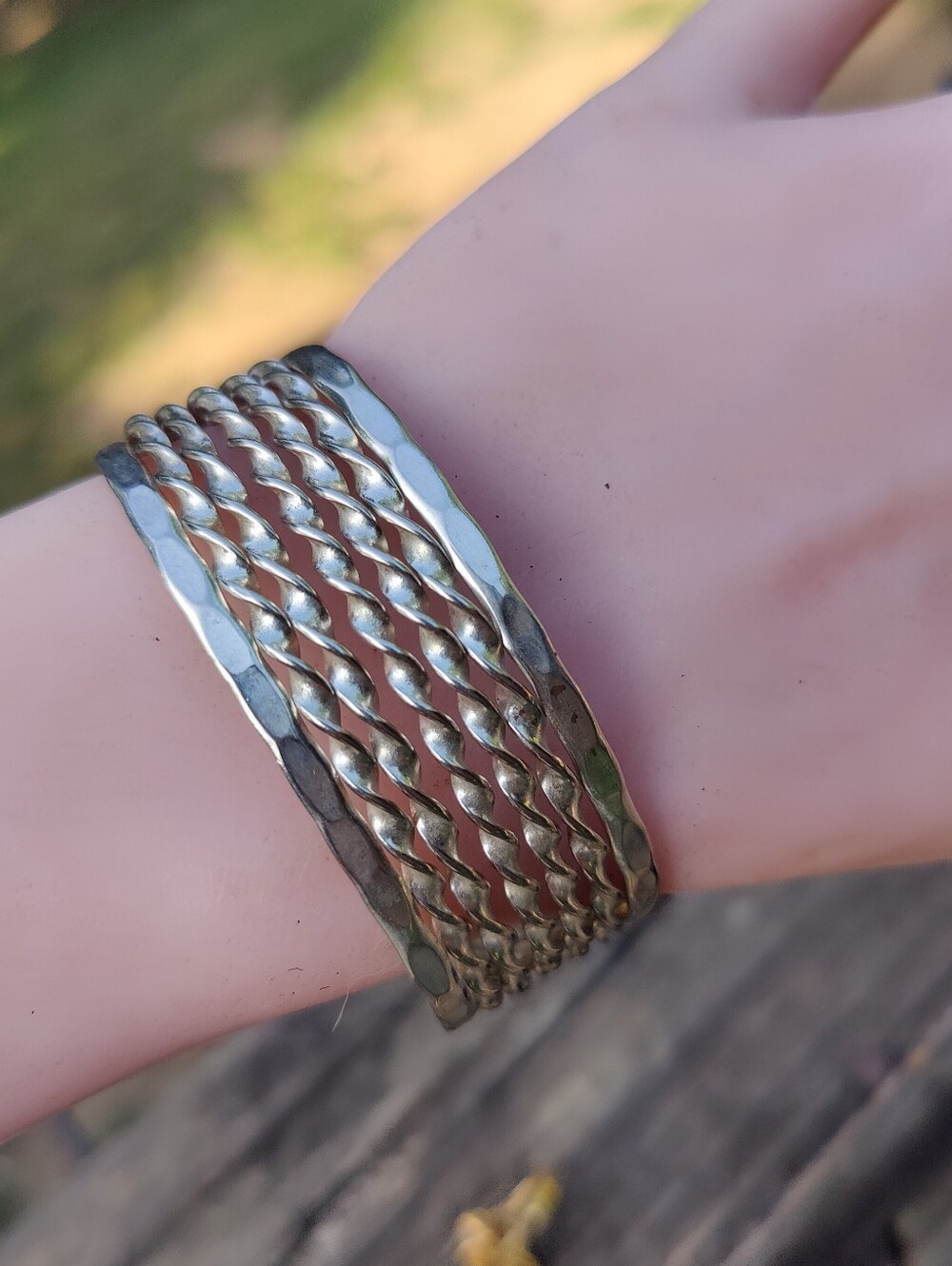 Wide Vintage Sterling Silver Cuff Bracelet - Picture 2 of 10